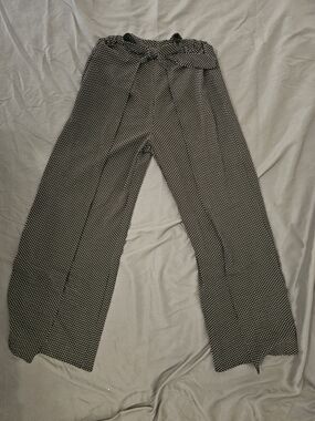 Black & White Polka Dot Wide-Leg Pants